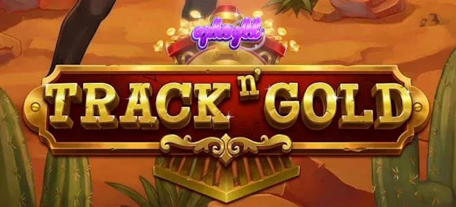 Tampilan visual slot Track n’ Gold dengan elemen kereta api klasik